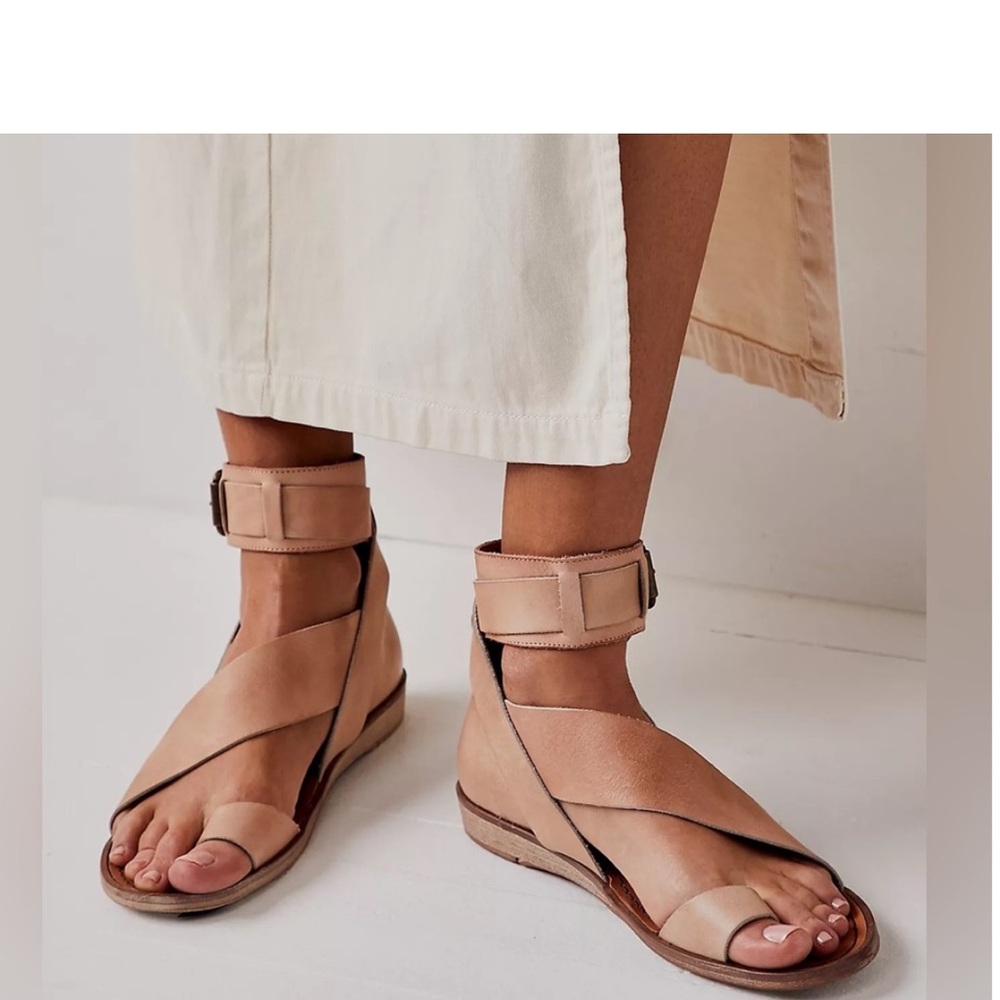 Free People Vale Boot Bohemian Leather Women's Sandals in Bone Sz.9
